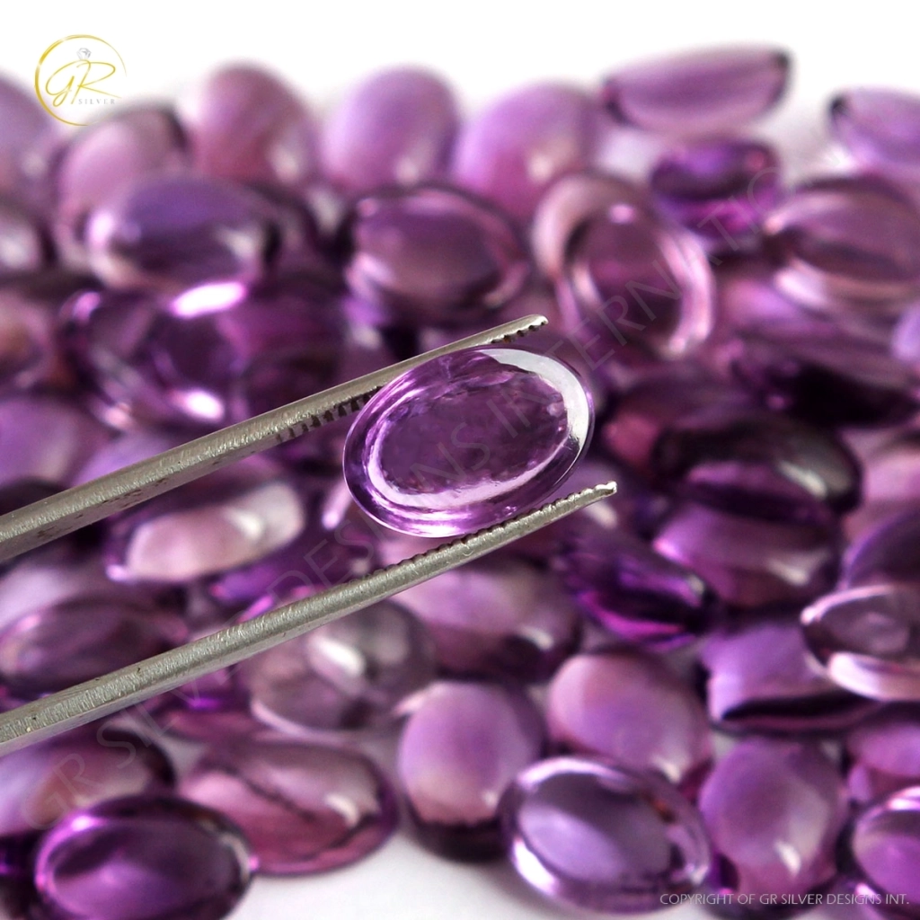 Natural Amethyst Cabochon Oval Loose Gemstone 8x12mm