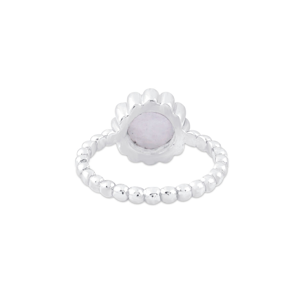 Natural Rainbow Moonstone Sterling Silver Ring