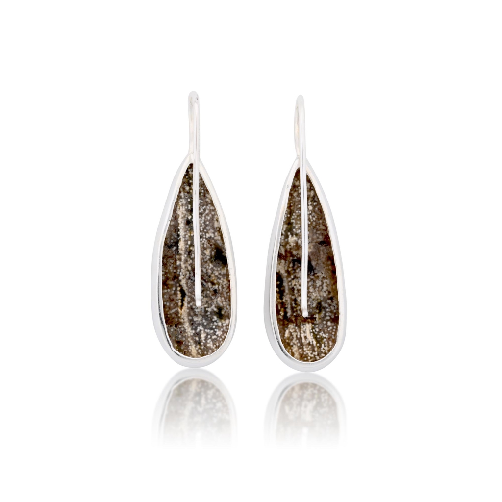 Natural Ocean Jasper Pear Shape Dangle Sterling Silver Women's Earring