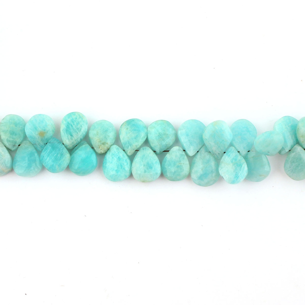 Natural Amazonite Pear Faceted Handmade Beads For Jewelry