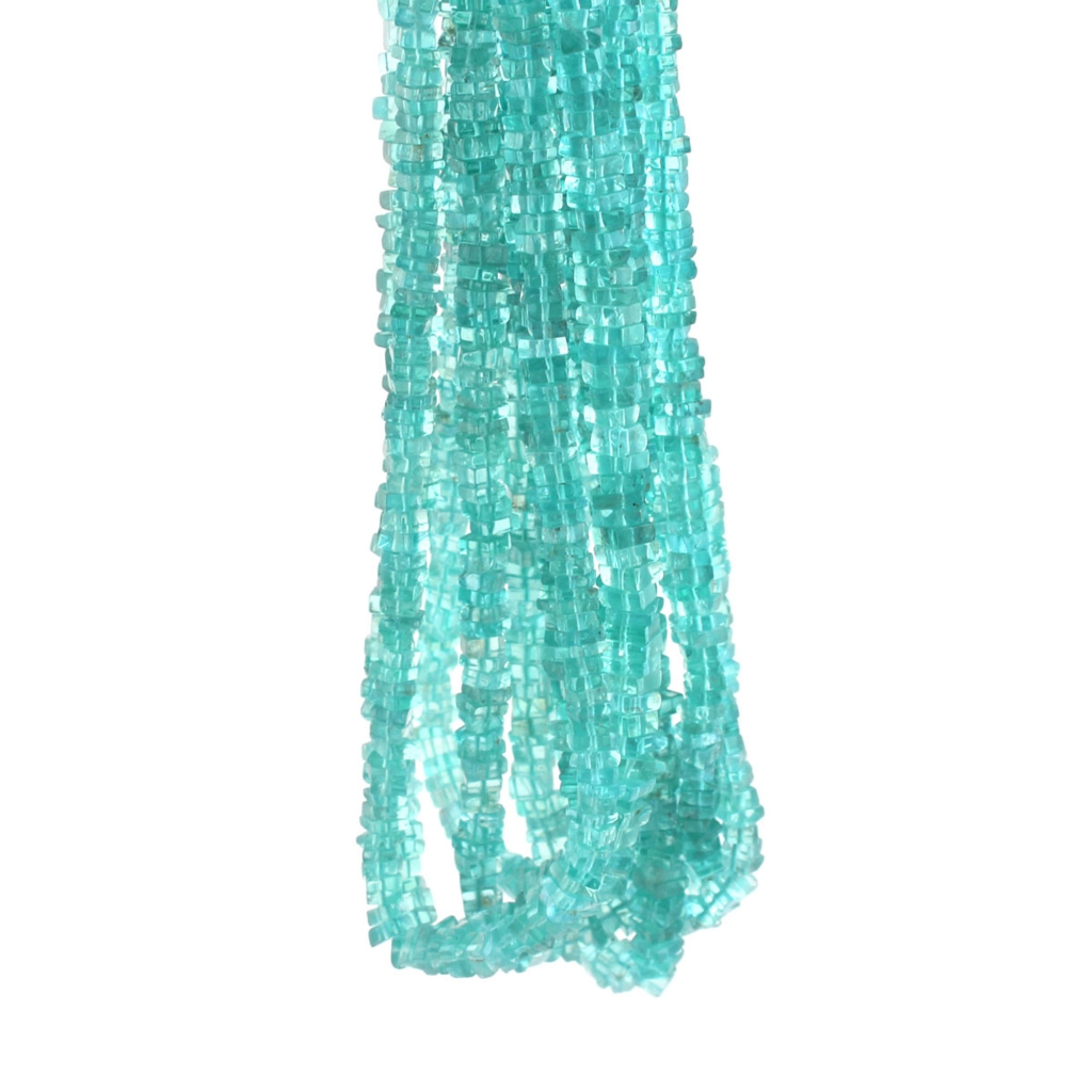 Sky Apatite Smooth Gemstone 4-5mm Square Handmade Beads