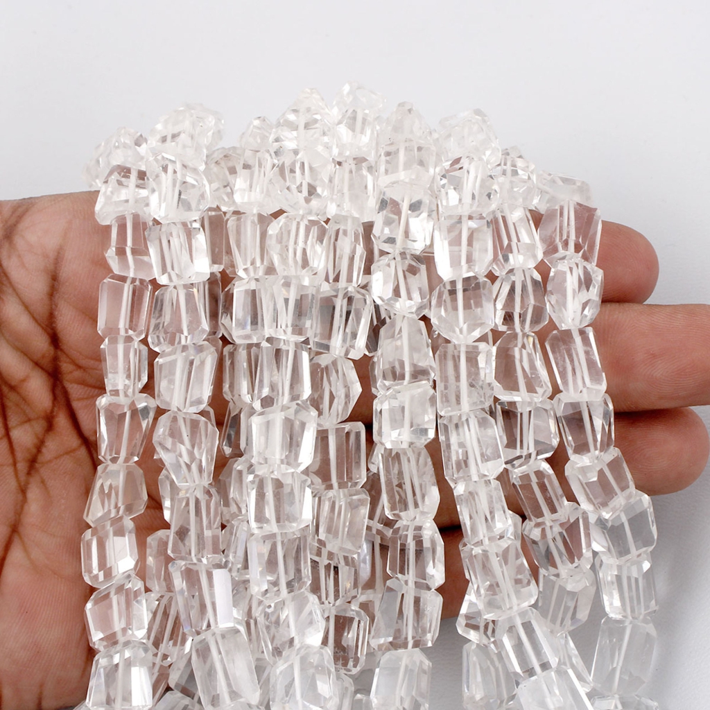 Crystal Quartz Faceted Tumbles Shape Gemstone Beads for Jewelry Creation