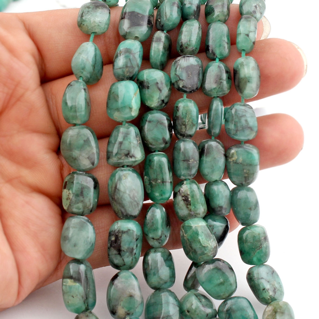 op Quality Emerald Tumble Gemstone Beads For  Elegant Jewelry Designs