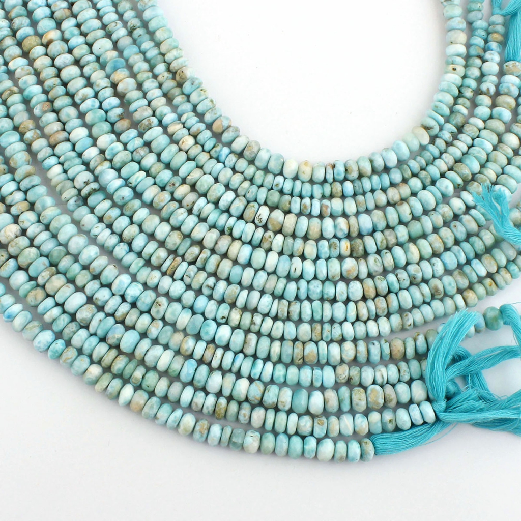 Larimar Faceted 6-8mm Round Gemstone Beads For Jewelry