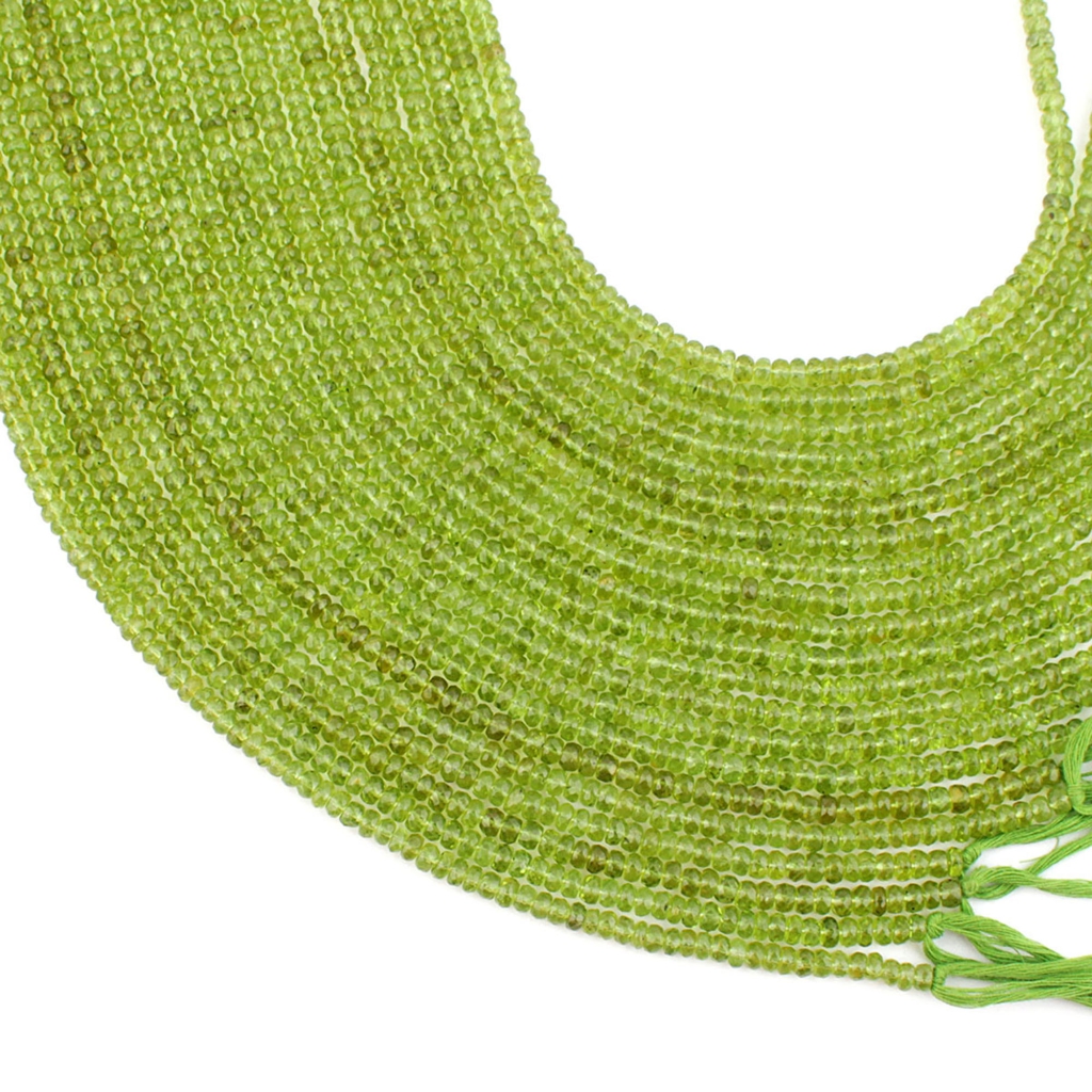 Round 3mm Peridot Faceted Gemstone Handmade Beads For Jewelry