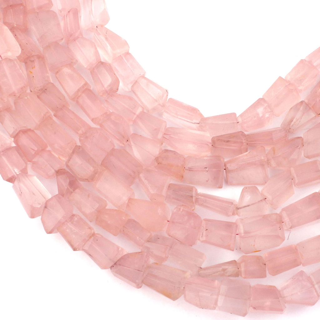 Pink Rose Quartz Handmade Tumble Faceted Beads For Jewelry