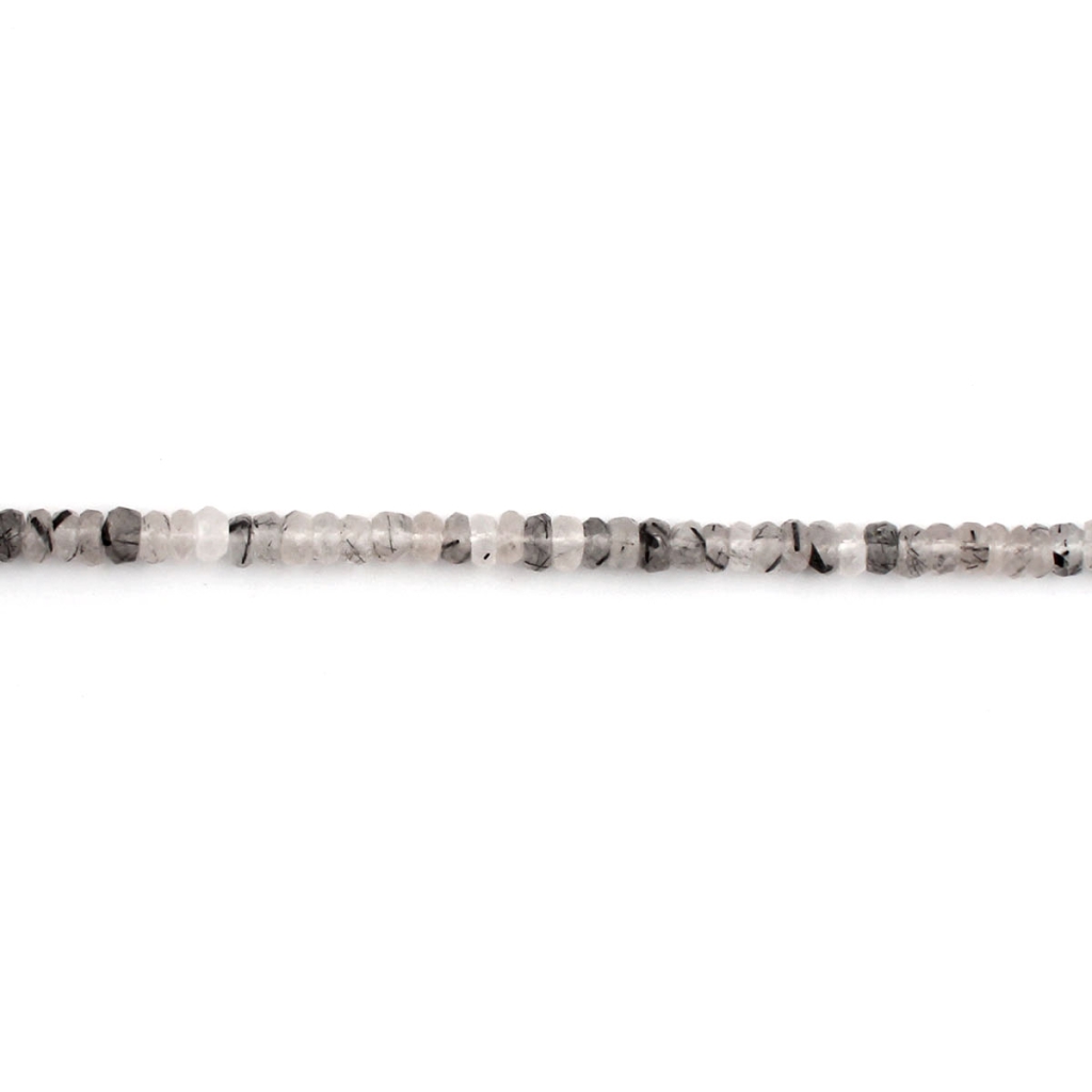 Wholesale Black Rutile Quartz Round Faceted Gemstone Beads 13"