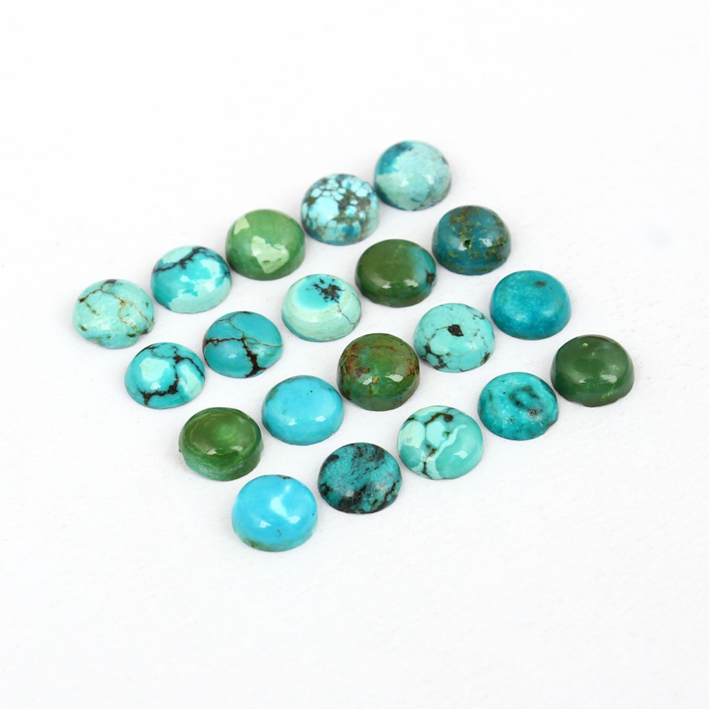 Tibetan Turquoise Round Cabochon Loose Gemstone 7x7mm