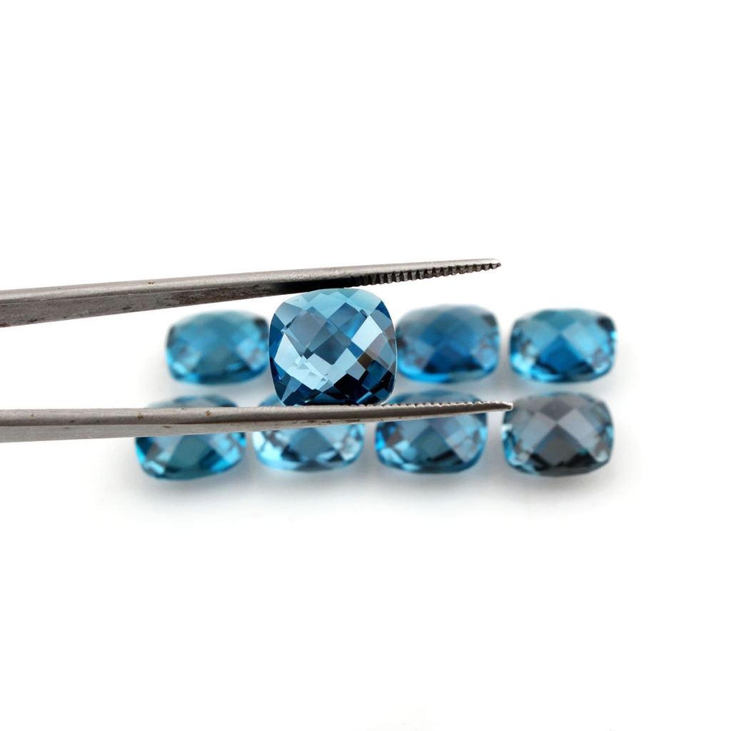 Cushion Shape Briolette Cut London Blue Topaz Loose Gemstone
