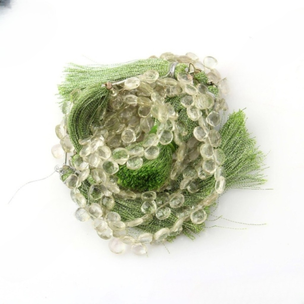 Natural Green Amethyst Faceted Beads, 7mm Approx.