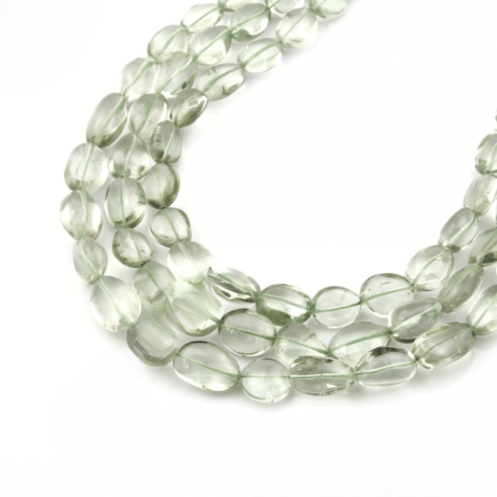 Green Amethyst Gemstone Beaded Necklace, Nuggets Shape Beads 12-21mm Approx.