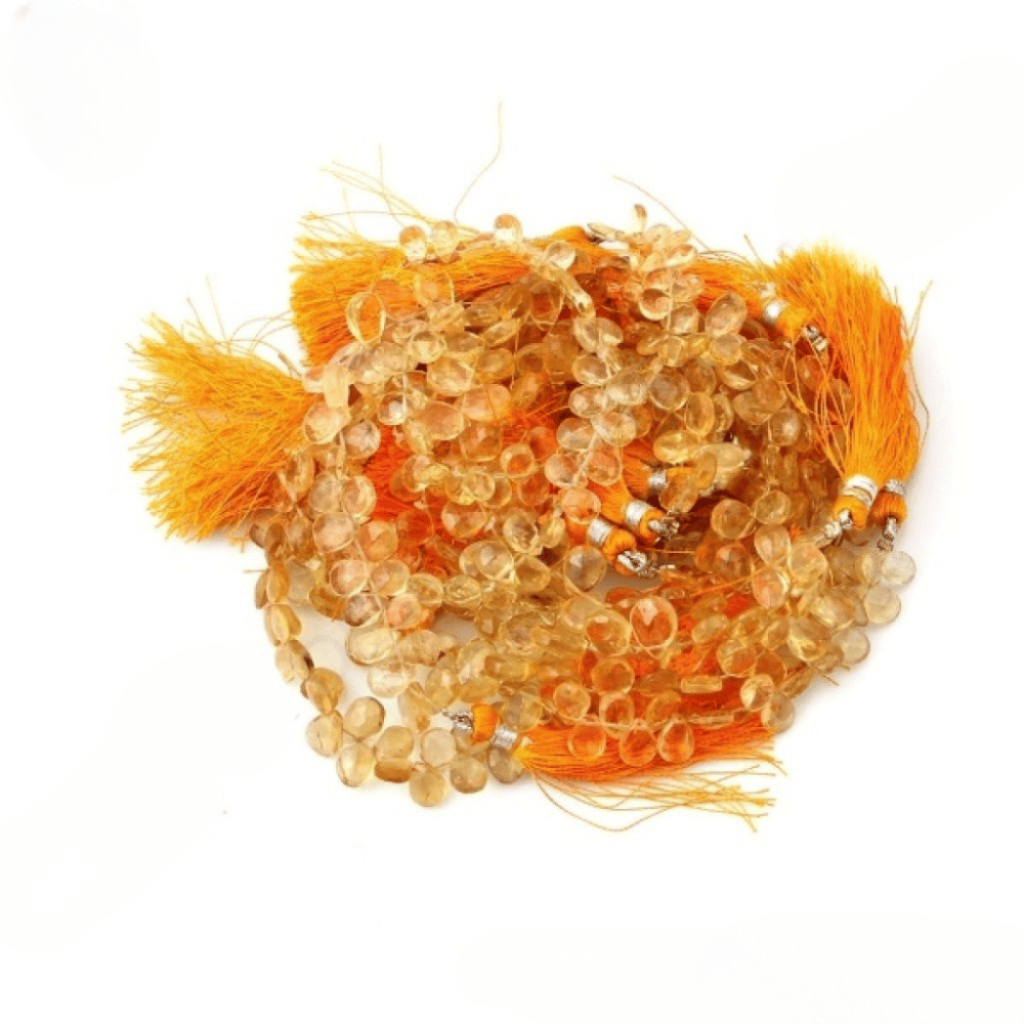 Citrine Heart Shape Beads, Natural Citrine Faceted Beads 7-10.5 mm Approx.