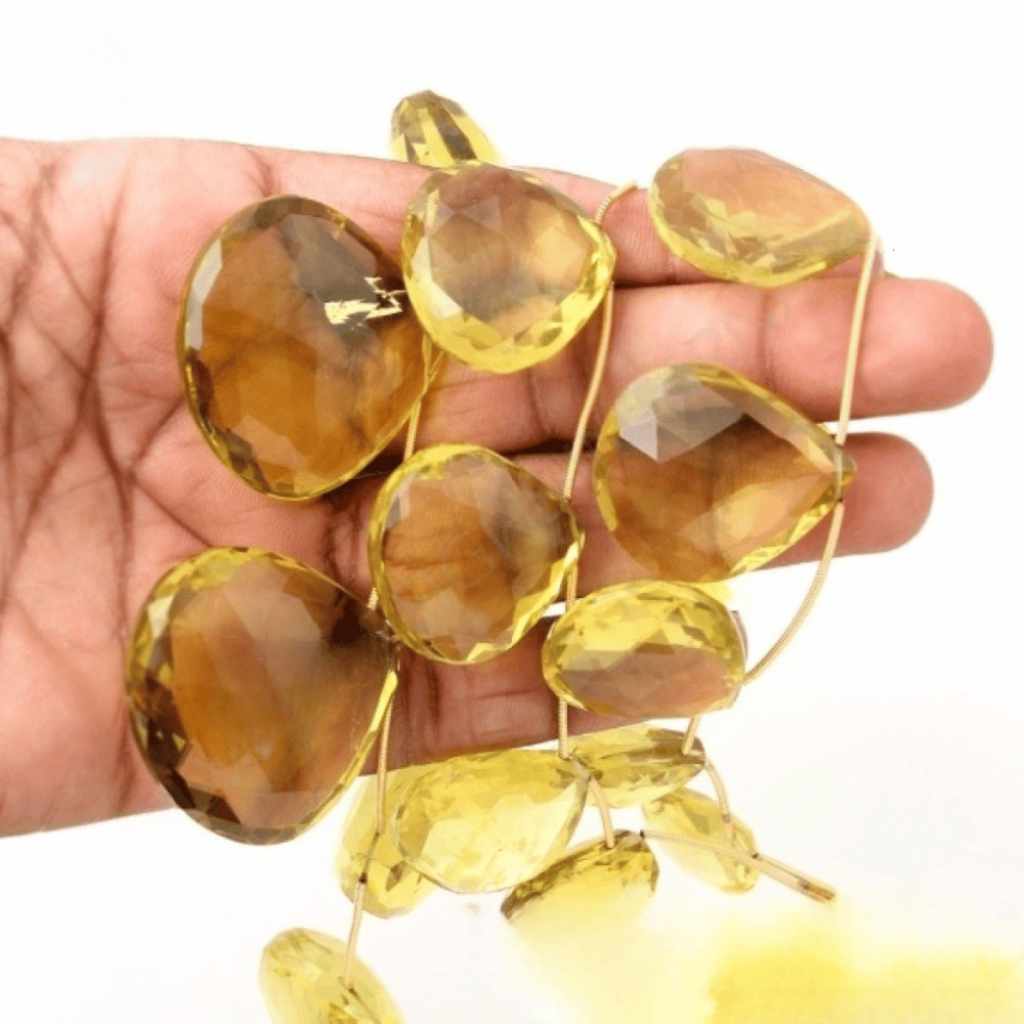 Lemon Quartz Heart Shape Beads, Natural Lemon Quartz Faceted Beads, Big size Lemon Quartz Beads