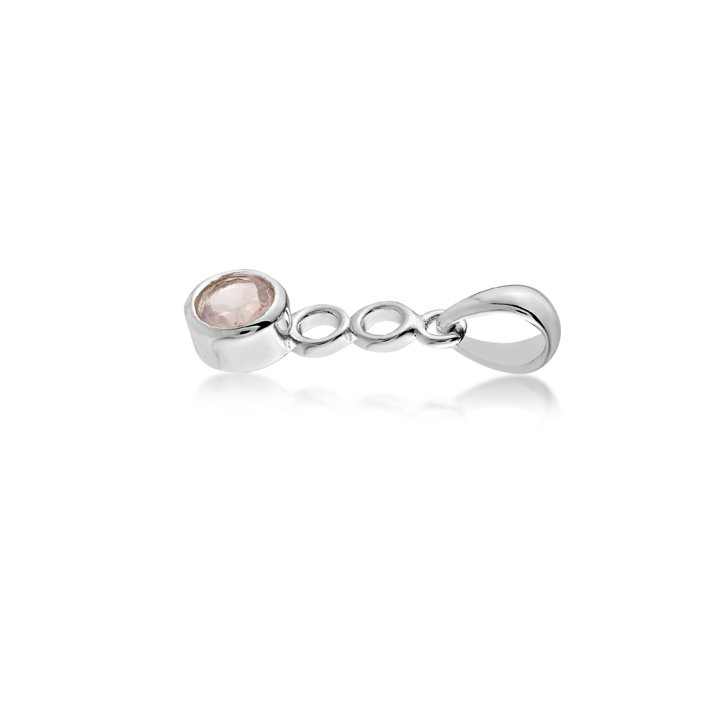Rare Natural Rose Quartz Birthstone Sterling Silver Pendant Necklace