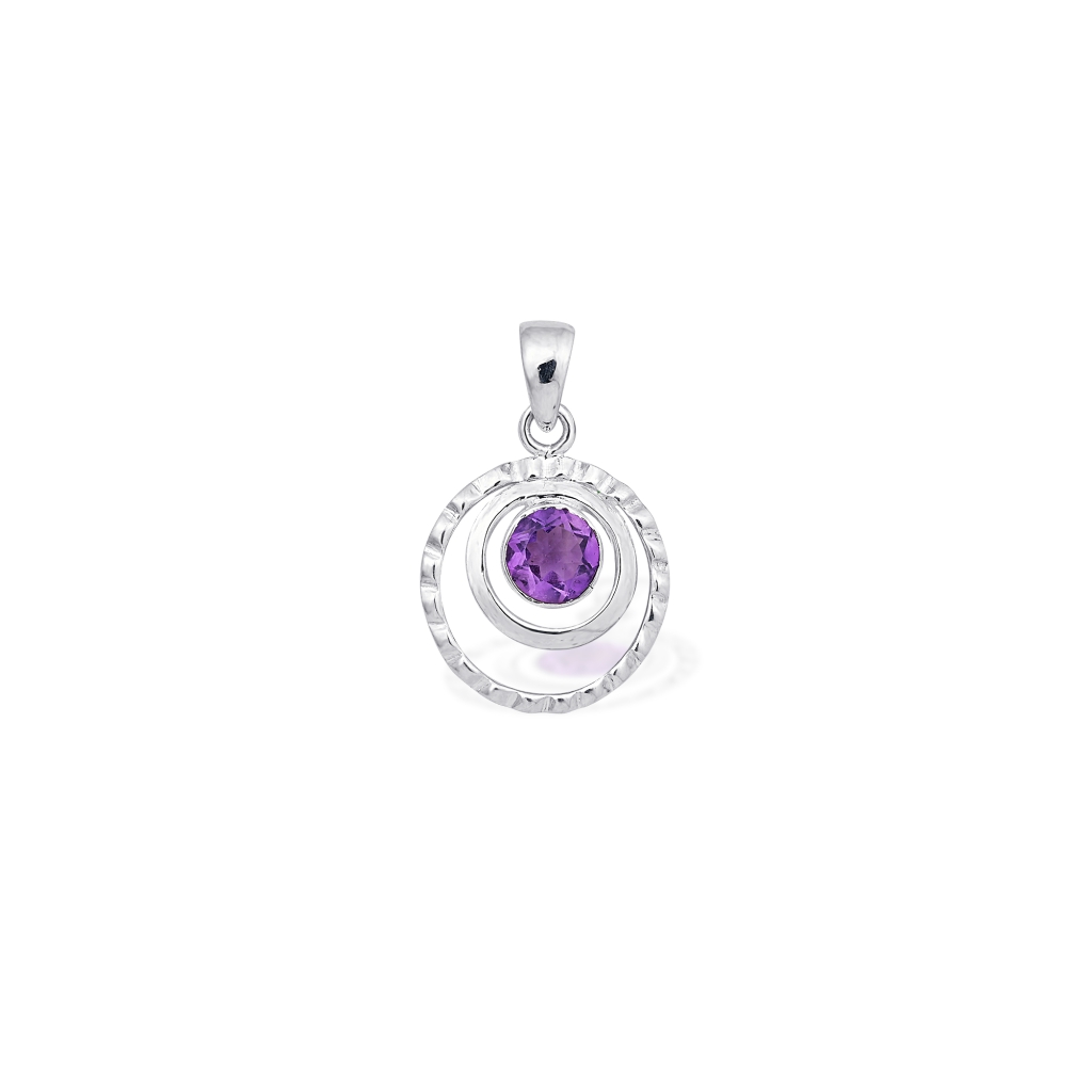 925 Sterling Silver Amethyst Pendant Necklace For Women