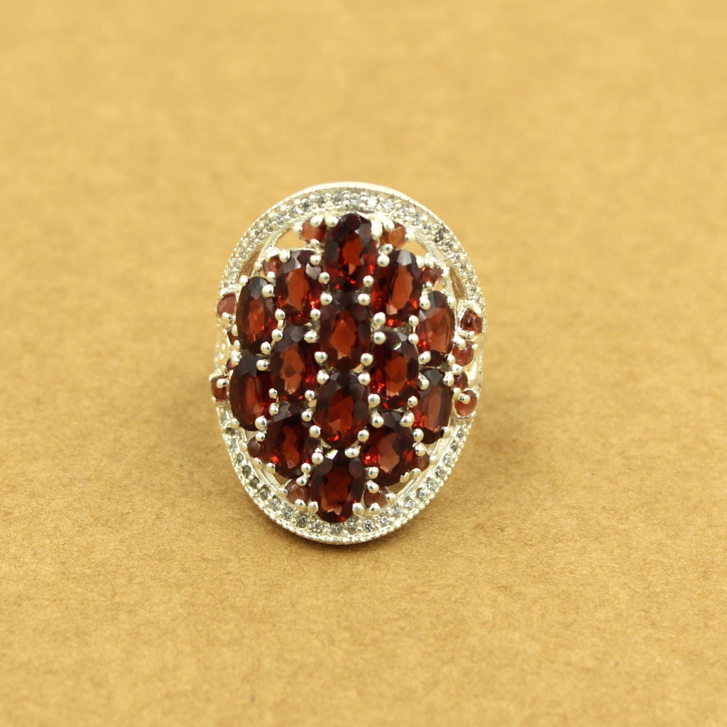 Red Garnet January Birthstone Engagement Silver Rings