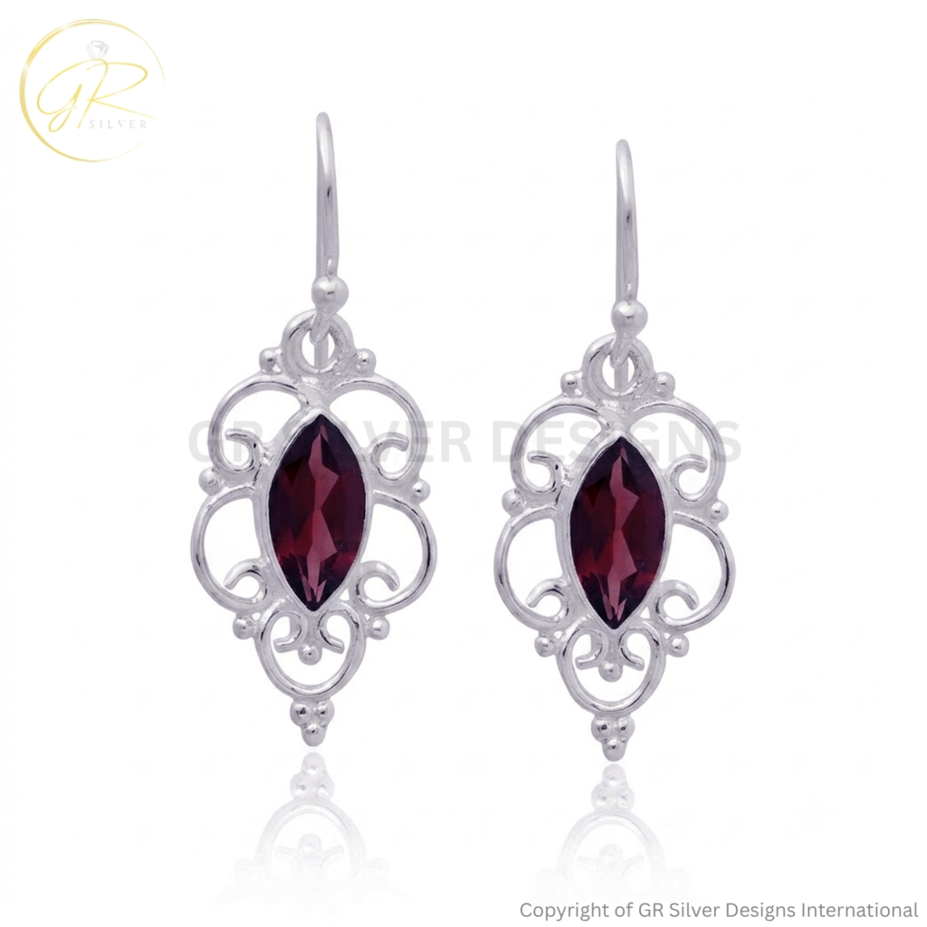 Garnet Earrings by GR Silver Designs