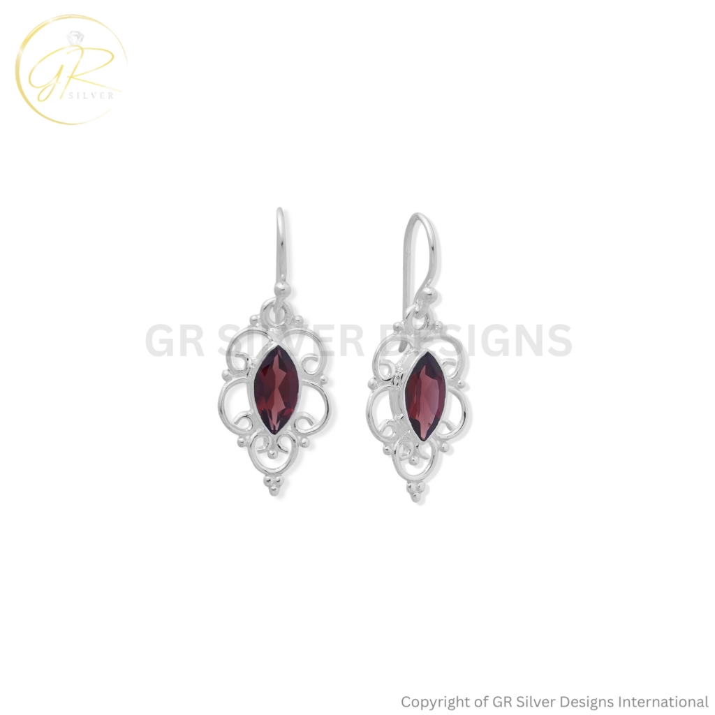 Garnet Earrings by GR Silver Designs