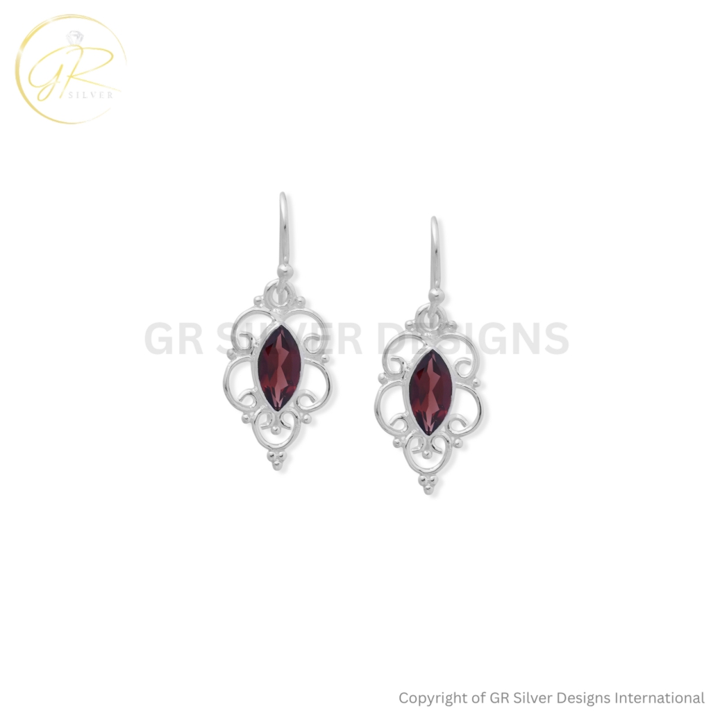 Garnet Earrings by GR Silver Designs