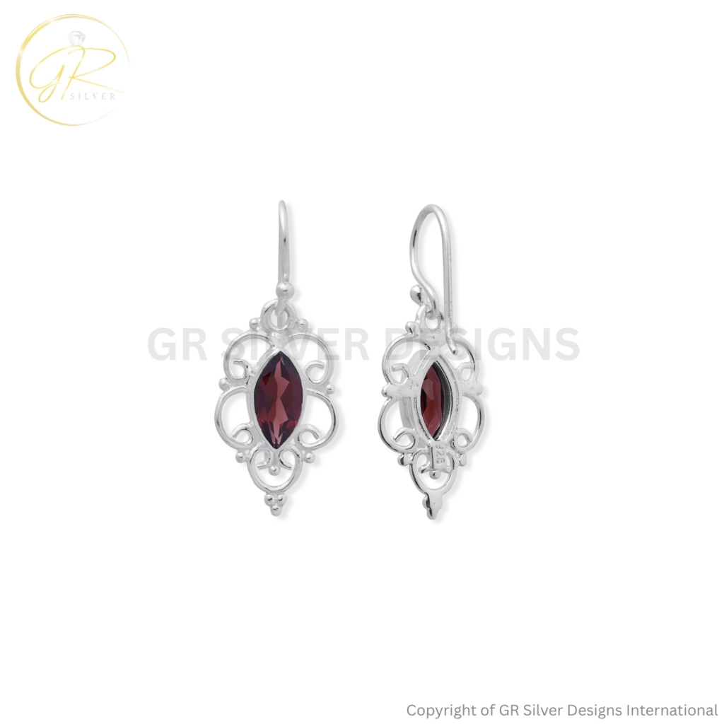 Garnet Earrings by GR Silver Designs