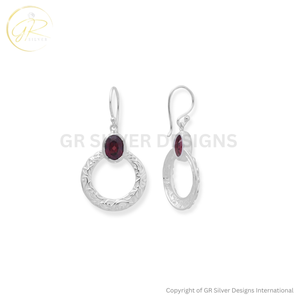 garnet Earrings by gr silver designs