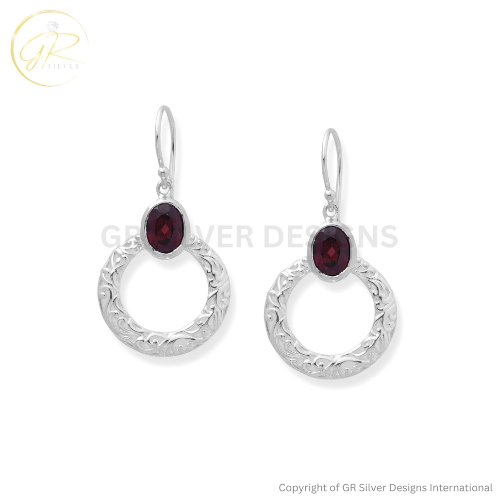 garnet Earrings by gr silver designs