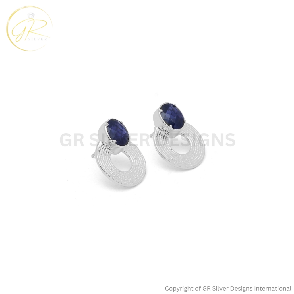 Iolite Birthstone Stud Earrings