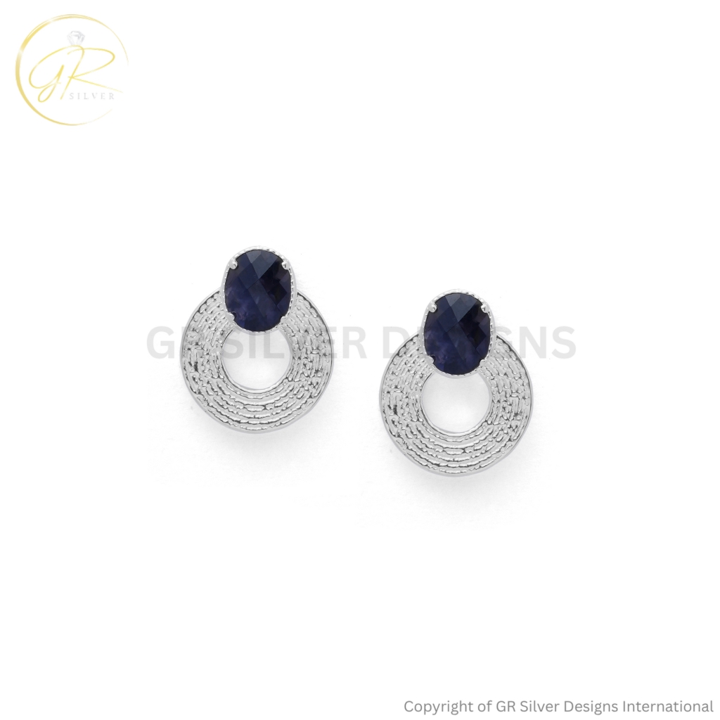 Iolite Birthstone Stud Earrings