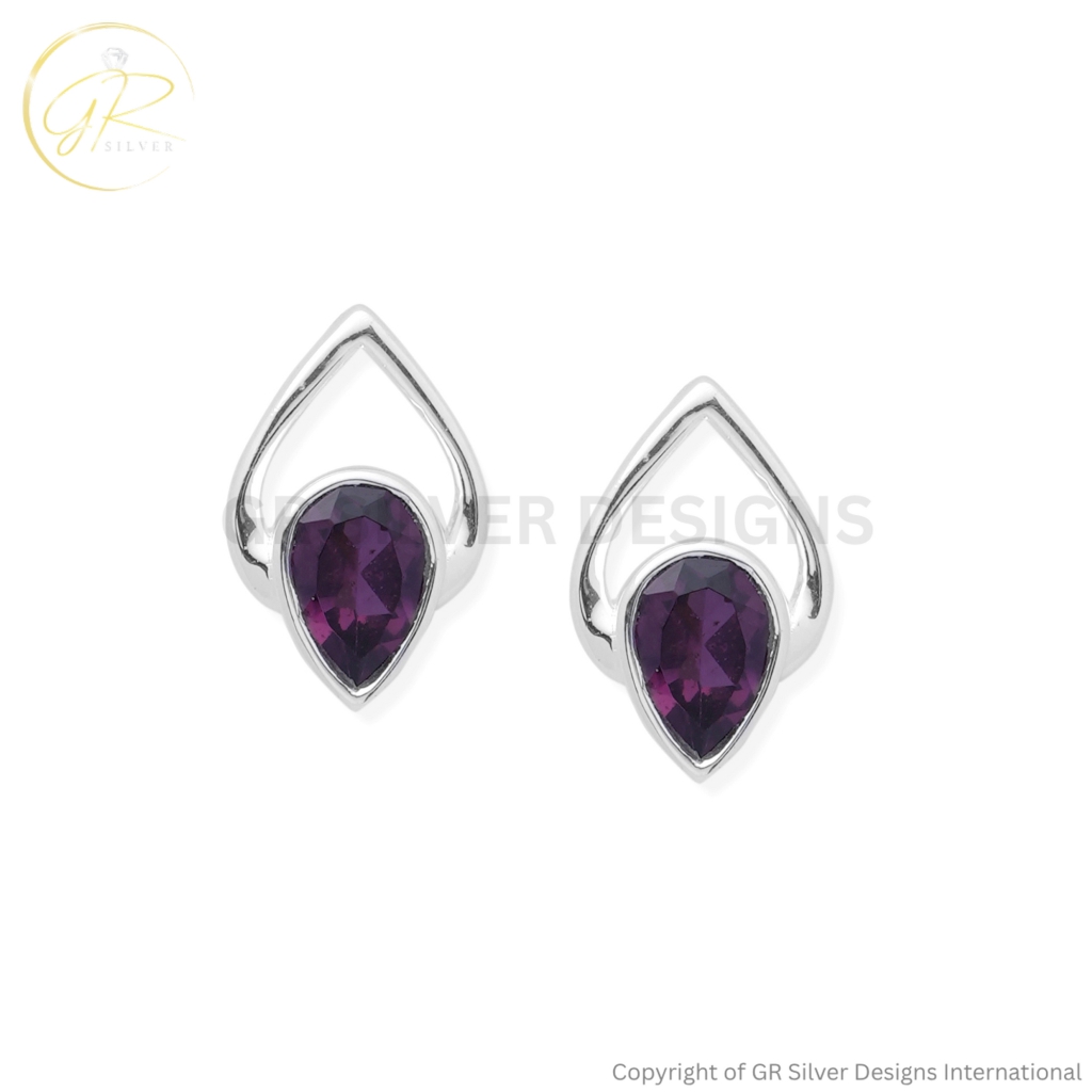 Rhodolite Stud Earrings by GR Silver Designs