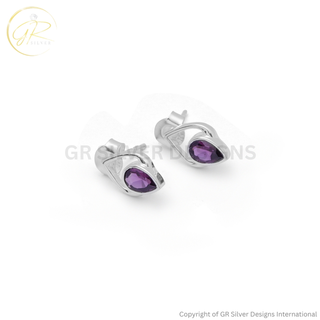 Rhodolite Stud Earrings by GR Silver Designs