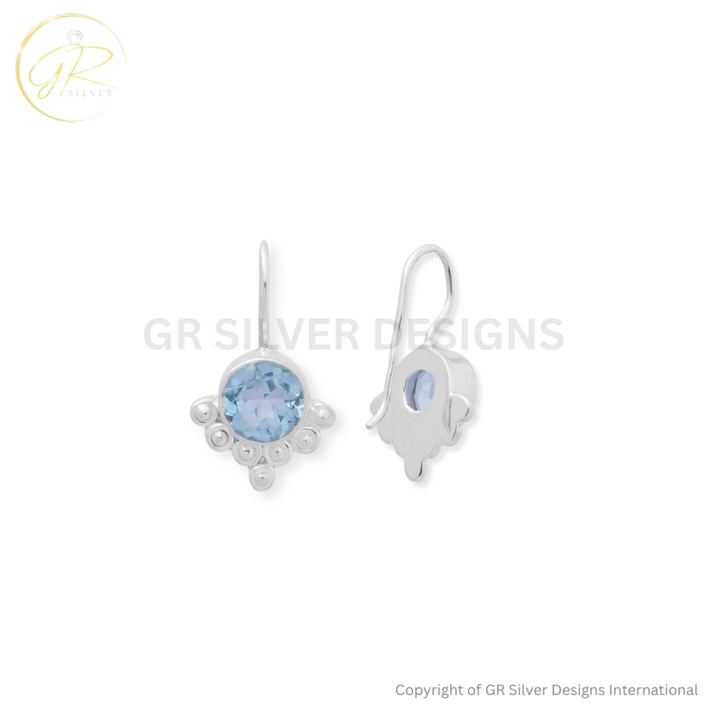 Blue Topaz Dangle Earrings By GR Silver Designs