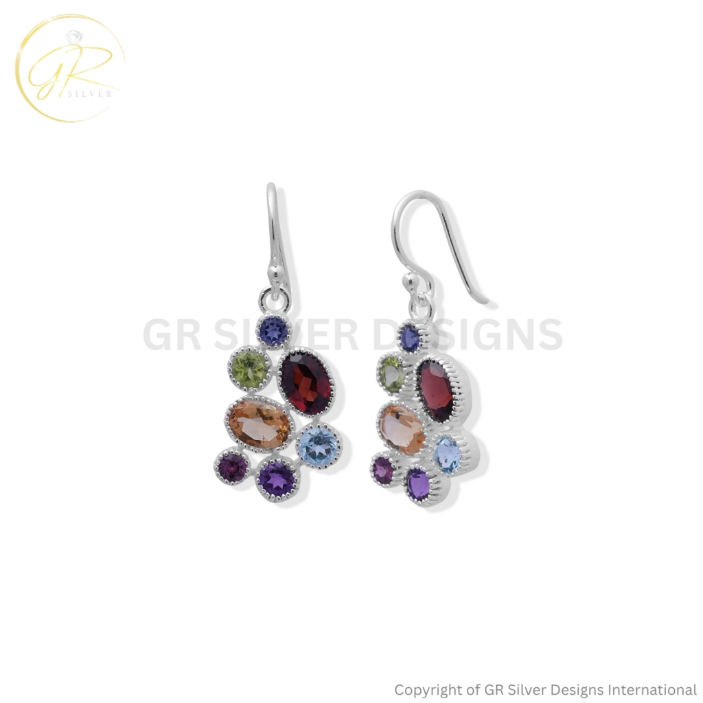 Seven Chakra Birthstone Earrings by GR Silver Designs