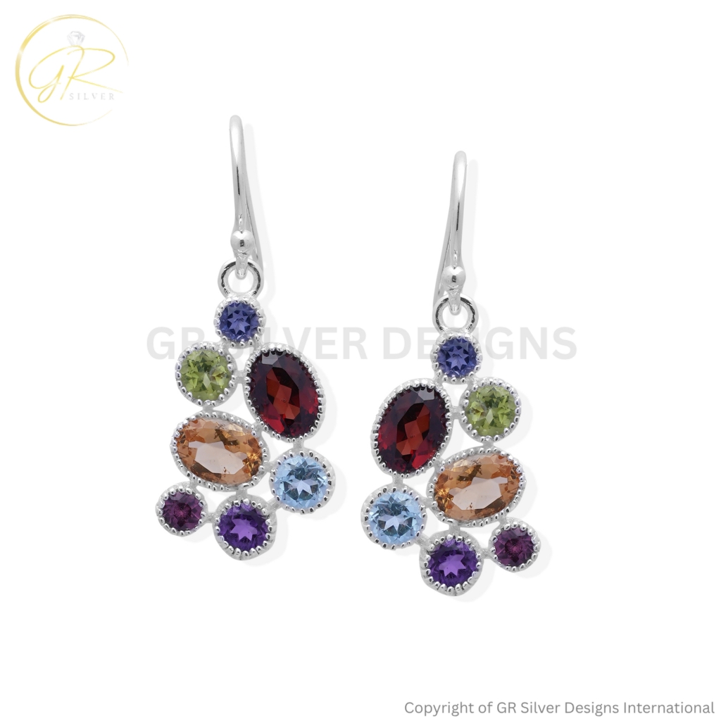 Seven Chakra Birthstone Earrings by GR Silver Designs