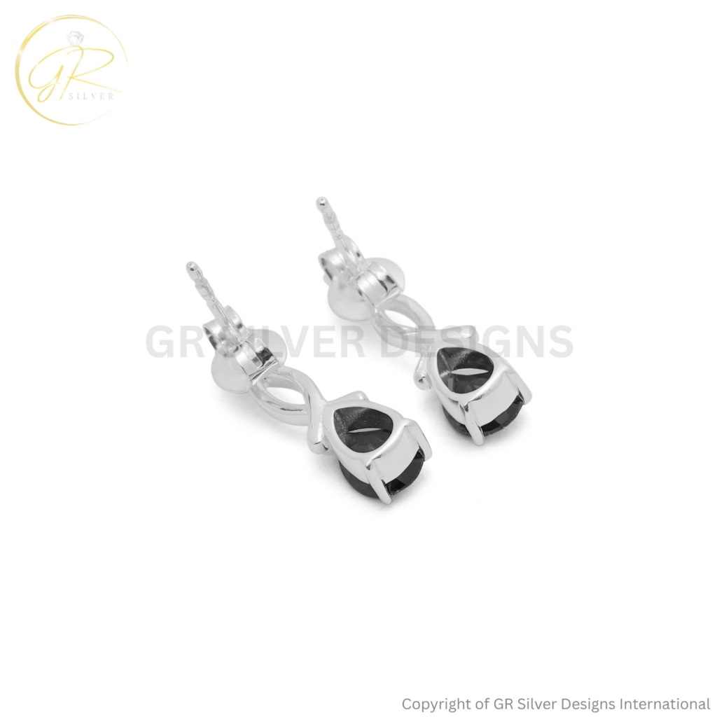 Silver Red Garnet Infinity Drop Earrings For Women