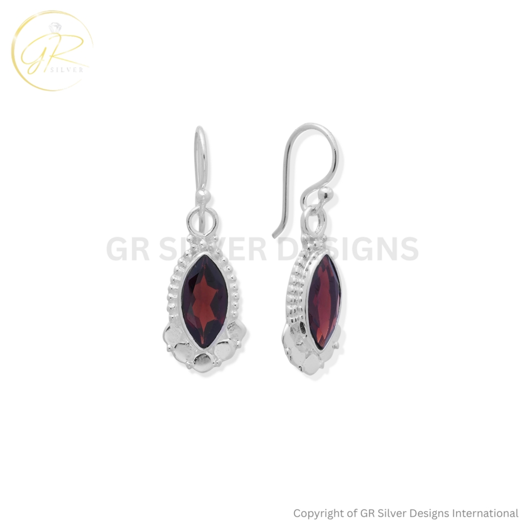 Garnet Marquise Cut Earrings