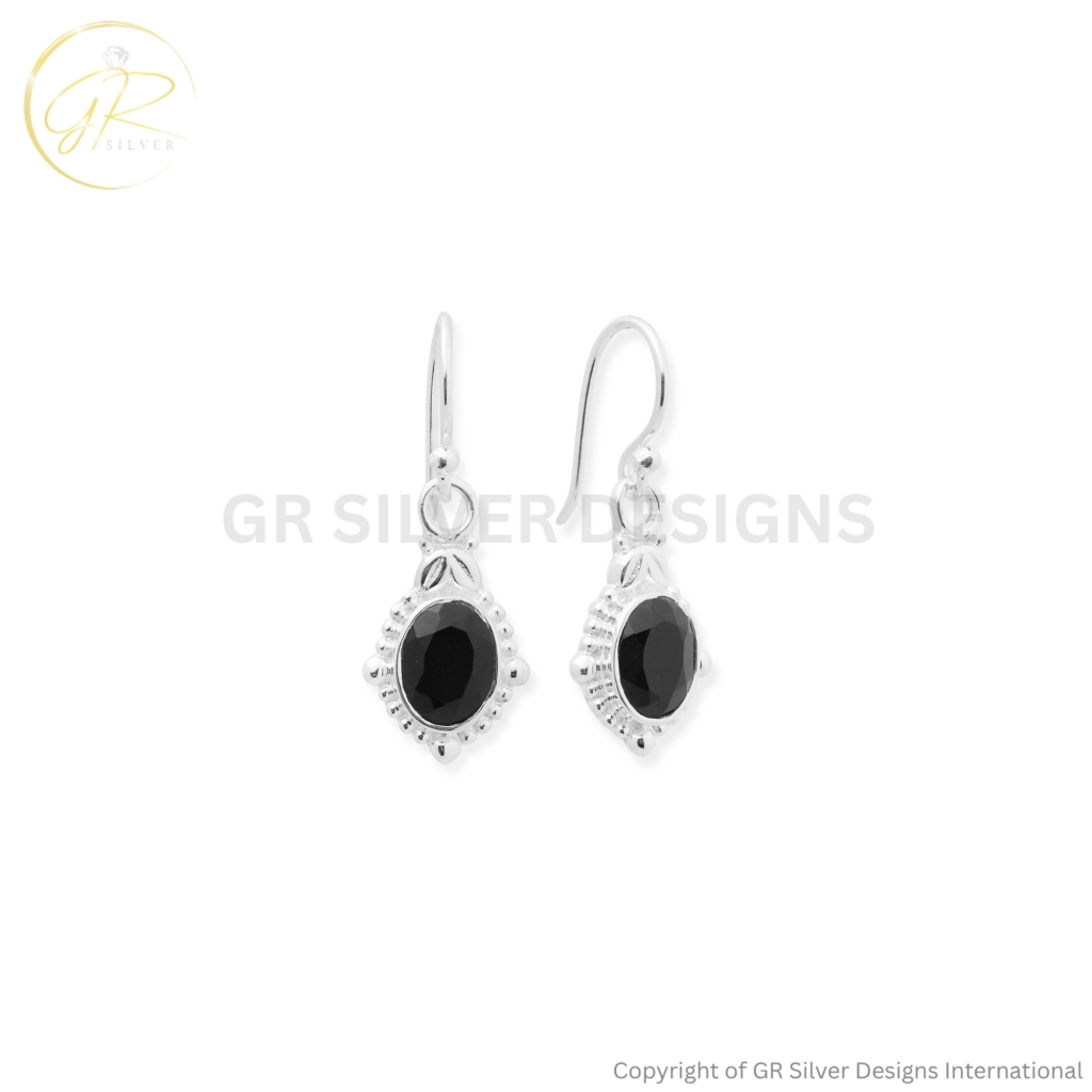 Black Spinel Gemstone Earrings For Women