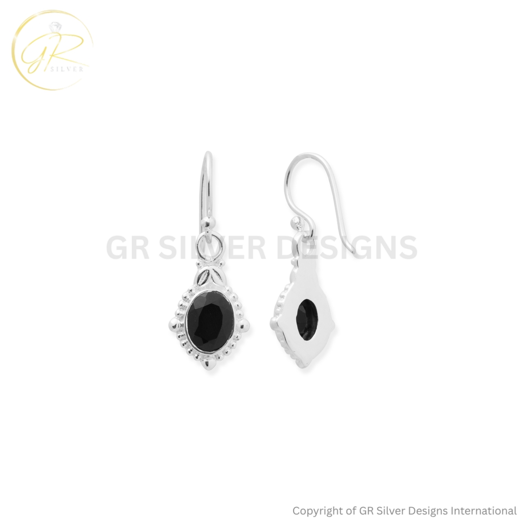 Black Spinel Gemstone Earrings For Women