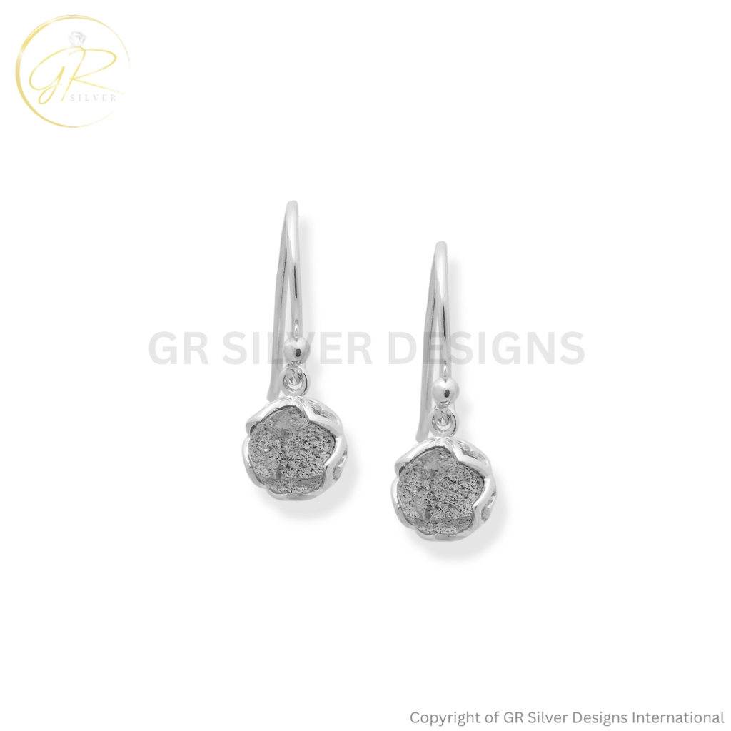 Round Labradorite Earrings by GR Silver Designs