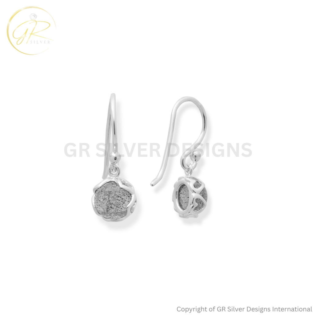 Round Labradorite Earrings by GR Silver Designs