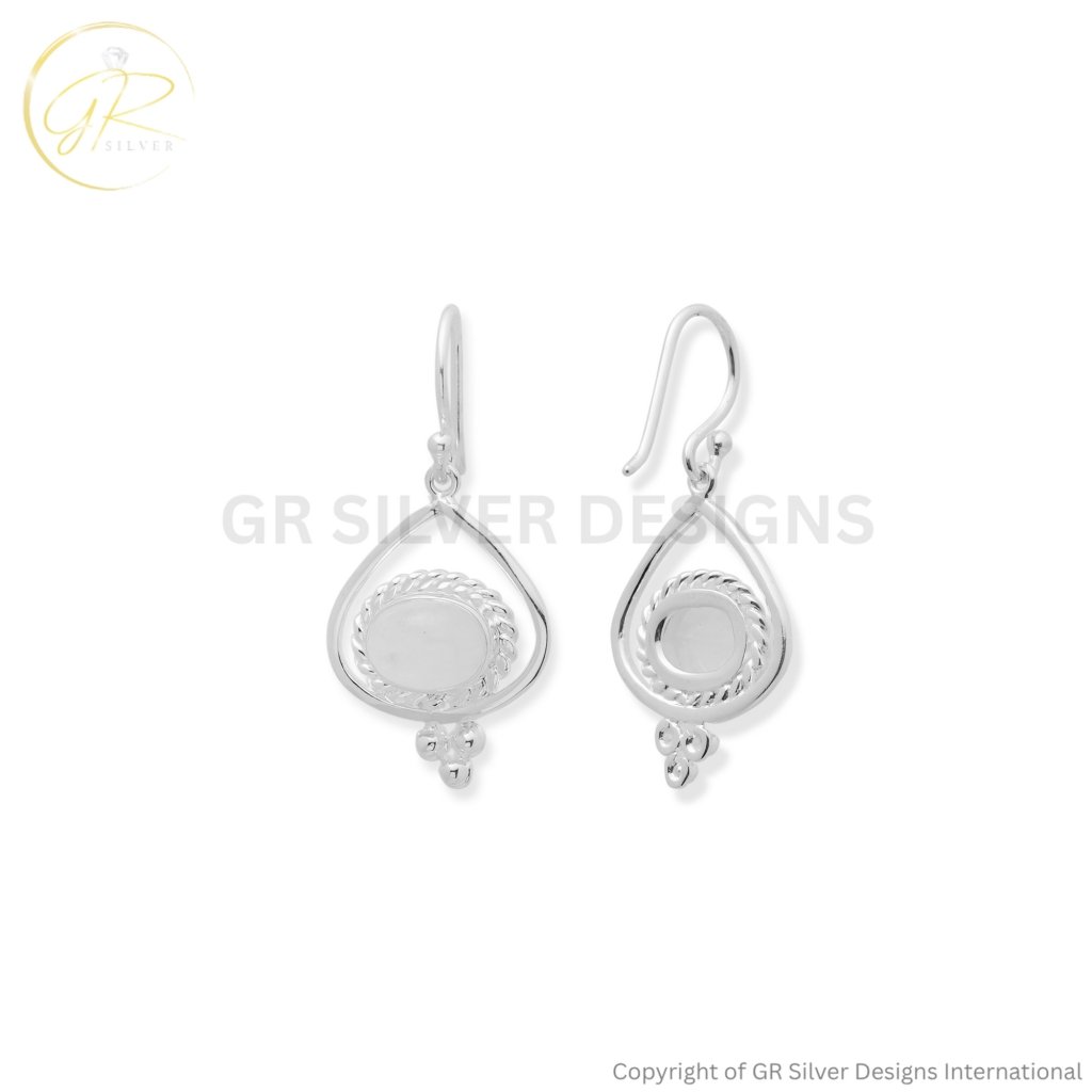 Rainboe Moonstone Dangle Silver Earrings For Women