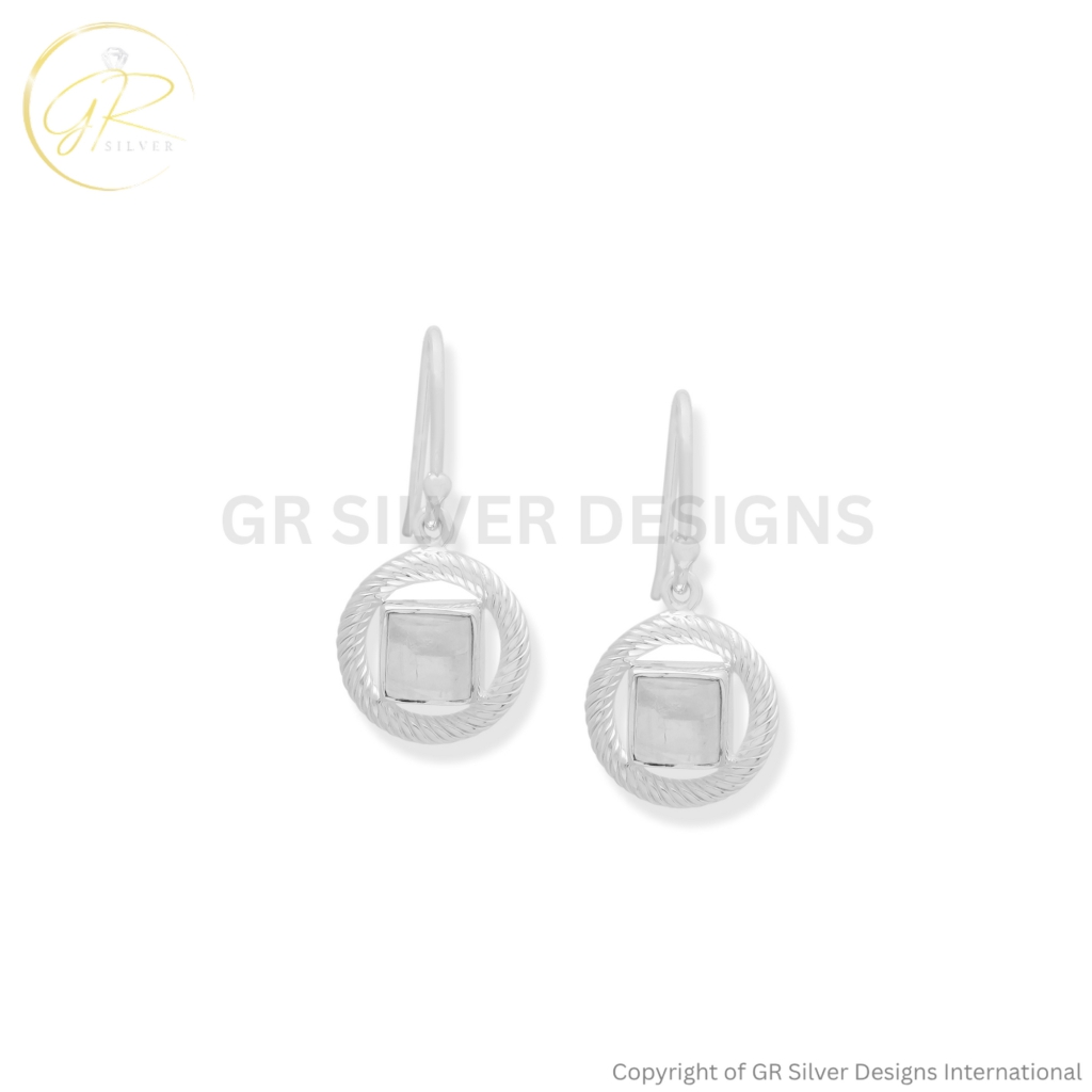 Rainbow Moonstone Dangle Sterling Silver Earrings For Women
