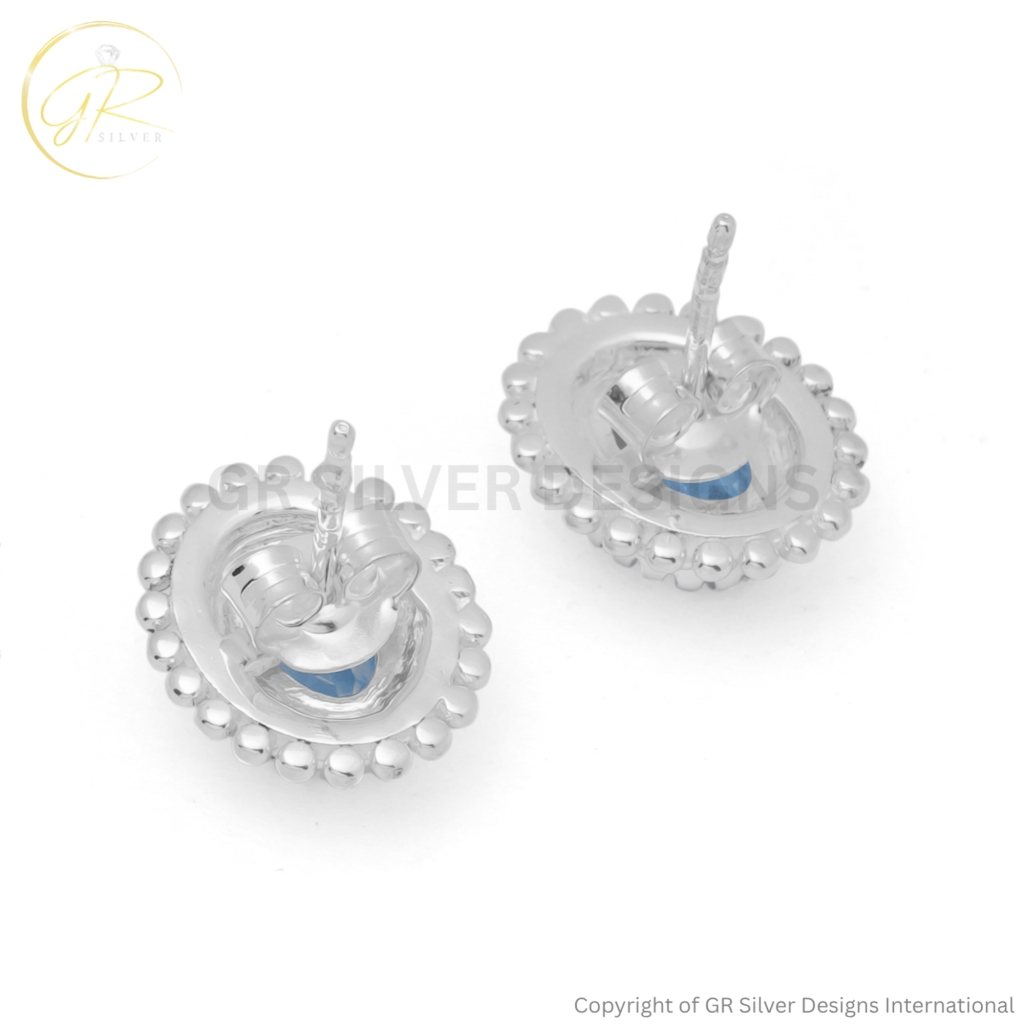 Blue Topaz Studs Earrings For Women
