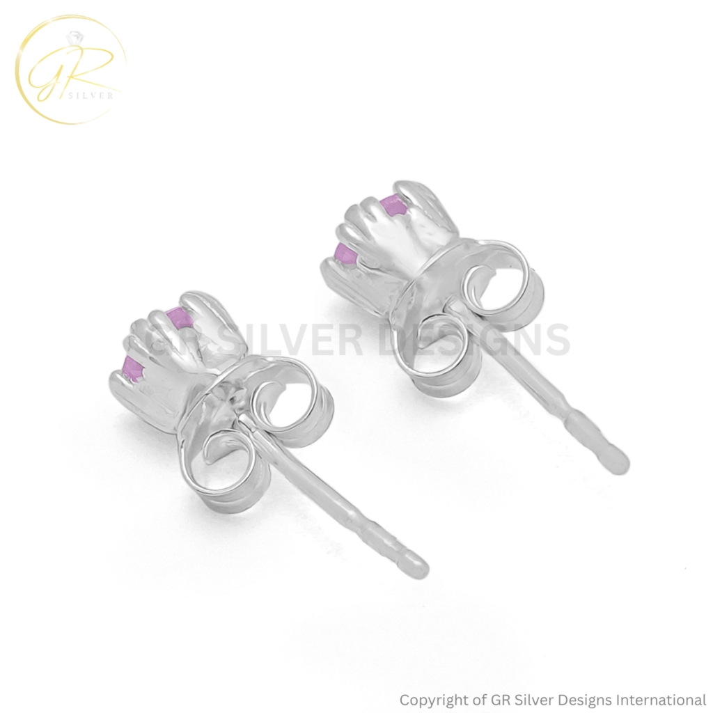 Natural Rose Quartz Sterling Silver Stud Earrings for Women