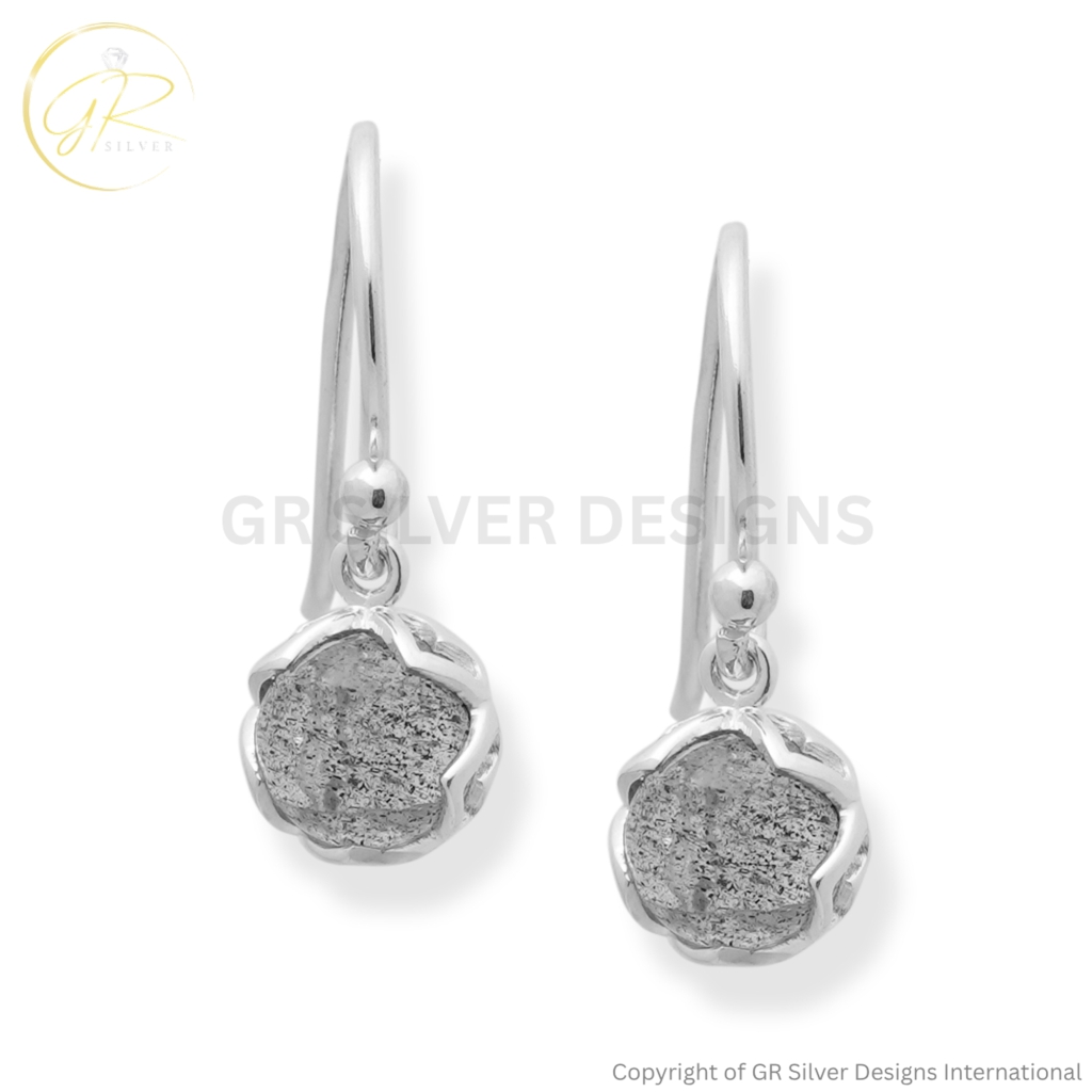 Round Labradorite Earrings by GR Silver Designs