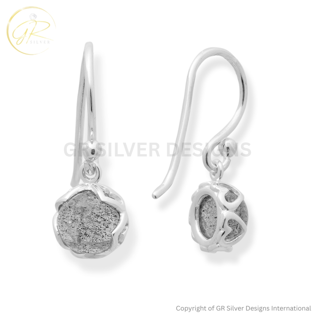 Round Labradorite Earrings by GR Silver Designs