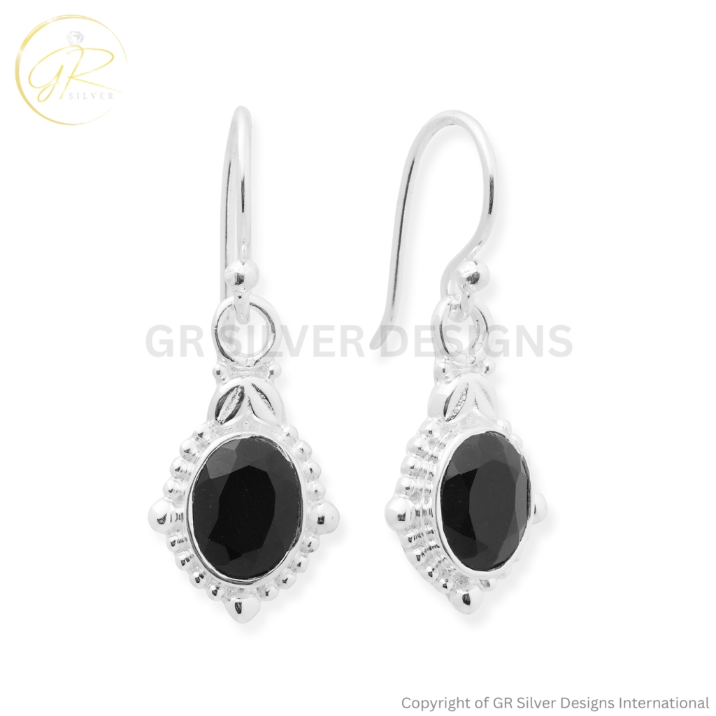 Black Spinel Gemstone Earrings For Women