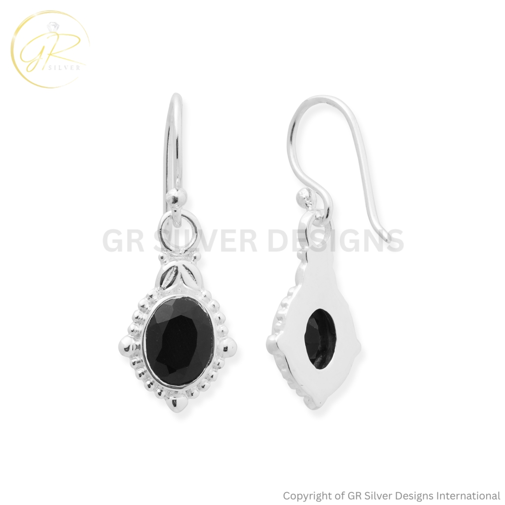 Black Spinel Gemstone Earrings For Women
