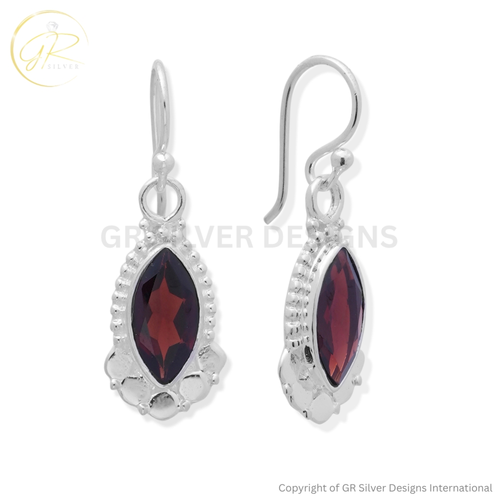 Garnet Marquise Cut Earrings