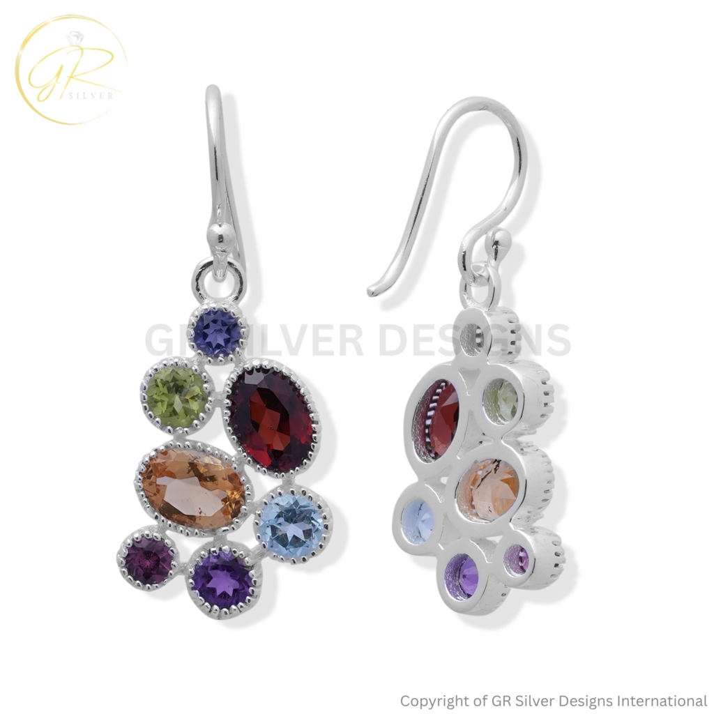 Seven Chakra Birthstone Earrings by GR Silver Designs