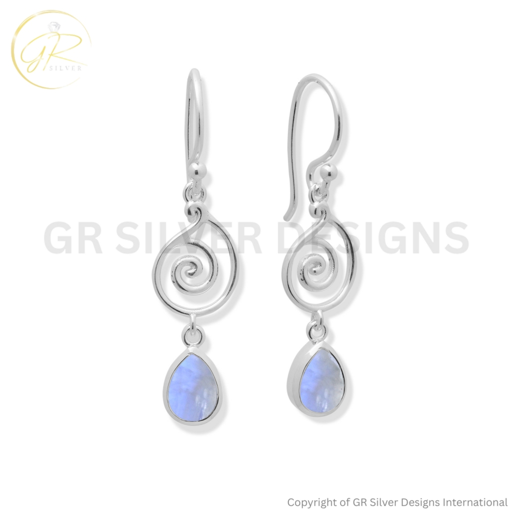 Rainbow Moonstone Dangle Earrings For Women